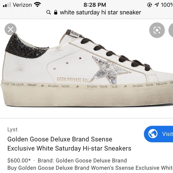 AUTHENTIC GOLDEN GOOSE HI-STAR SNEAKERS SIZE 38 - Picture 2 of 4